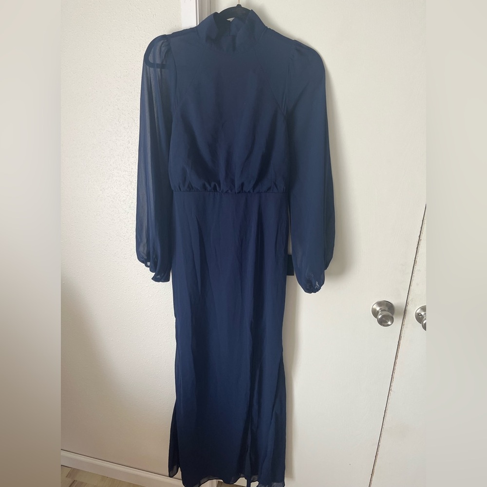 Lulu's Deep Blue Long Sleeve Dress